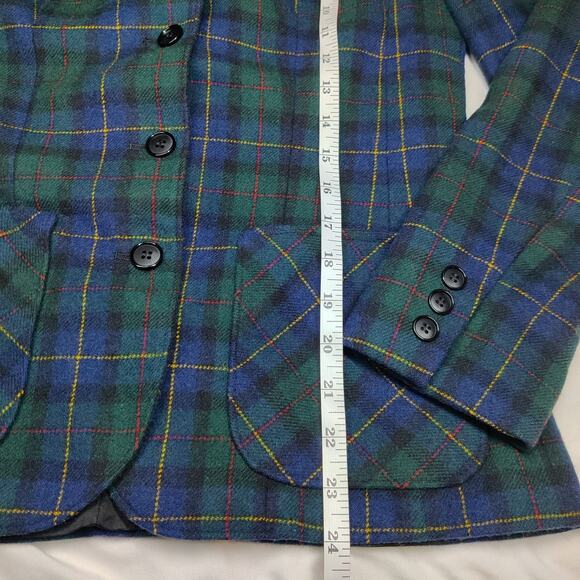 Vtg Pendleton Virgin Wool Tartan Plaid Schoolboy Prep Blazer 8 Academia Blue - Picture 11 of 11